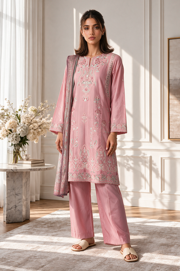 Embroidered Kurta Dupatta Trouser - 3341