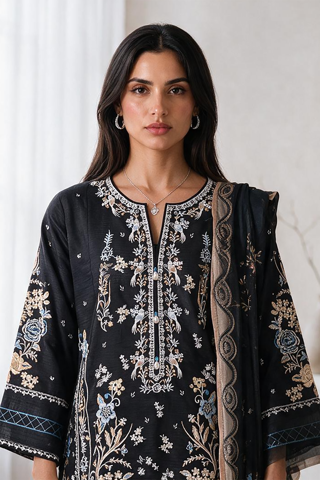 Embroidered Kurta Dupatta Trouser - 3364
