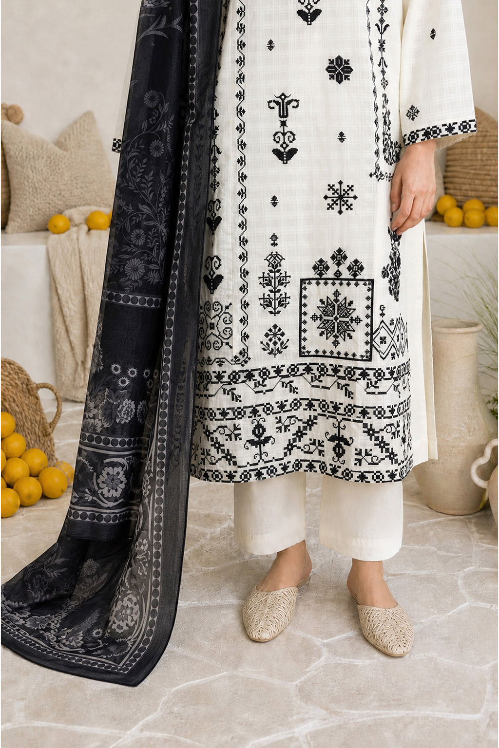 Embroidered Kurta Dupatta Trouser - 3360