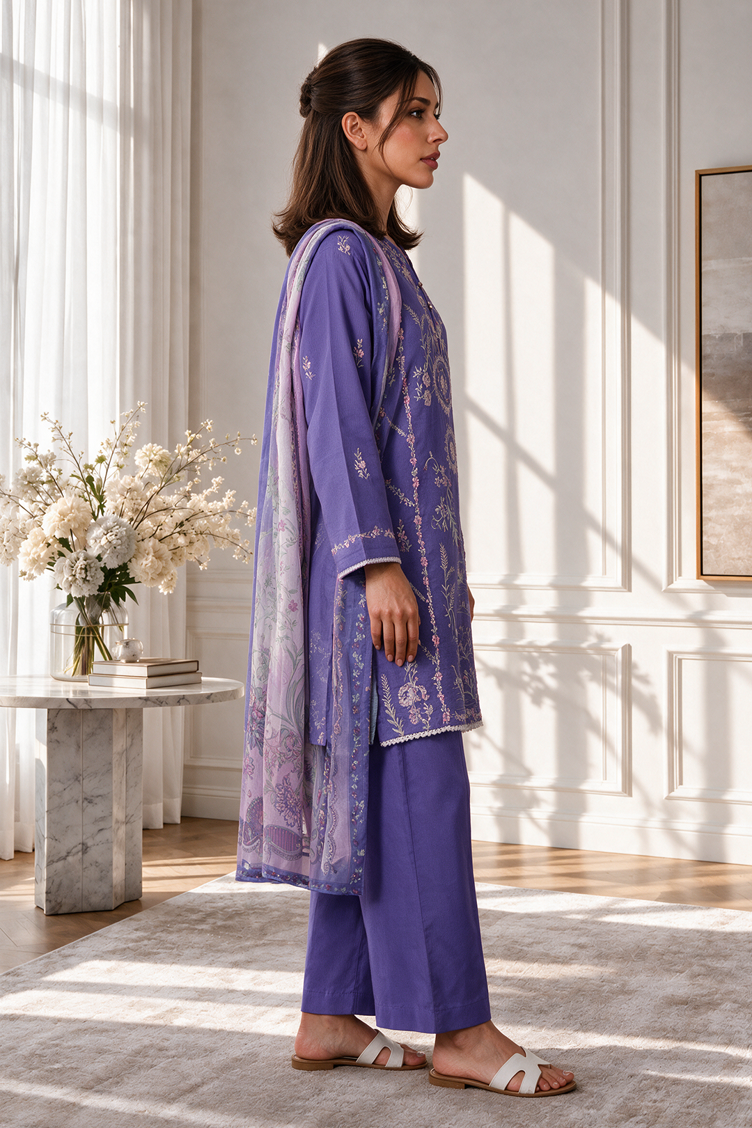 Embroidered Kurta Dupatta Trouser - 3361