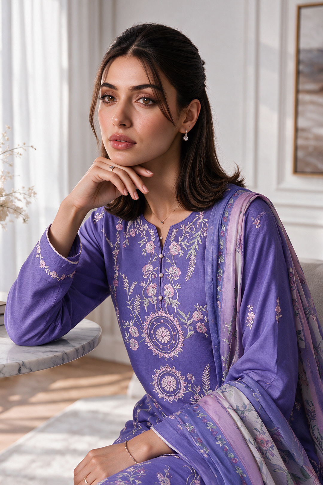 Embroidered Kurta Dupatta Trouser - 3361