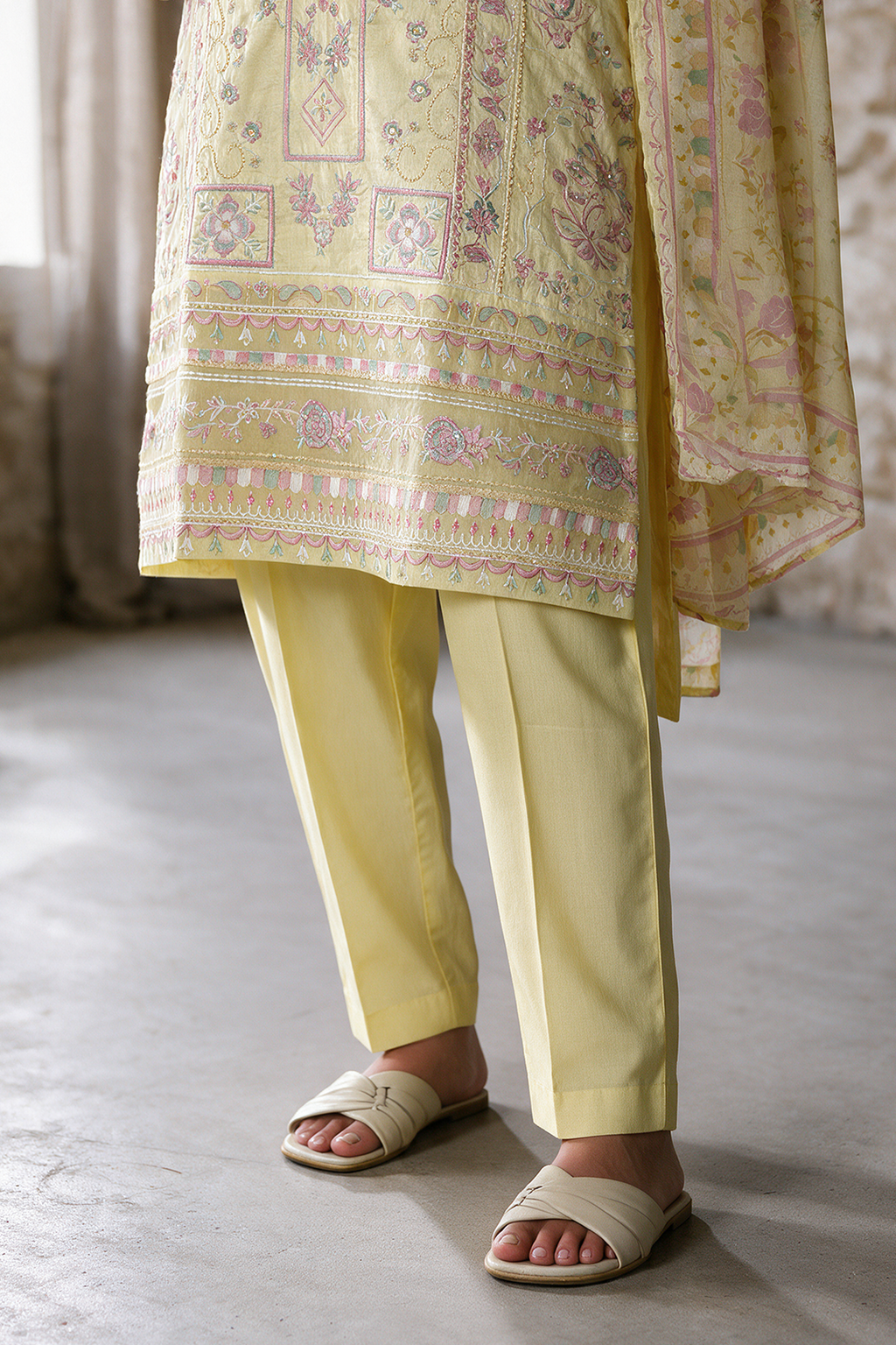 Embroidered Kurta Dupatta Trouser - 3363