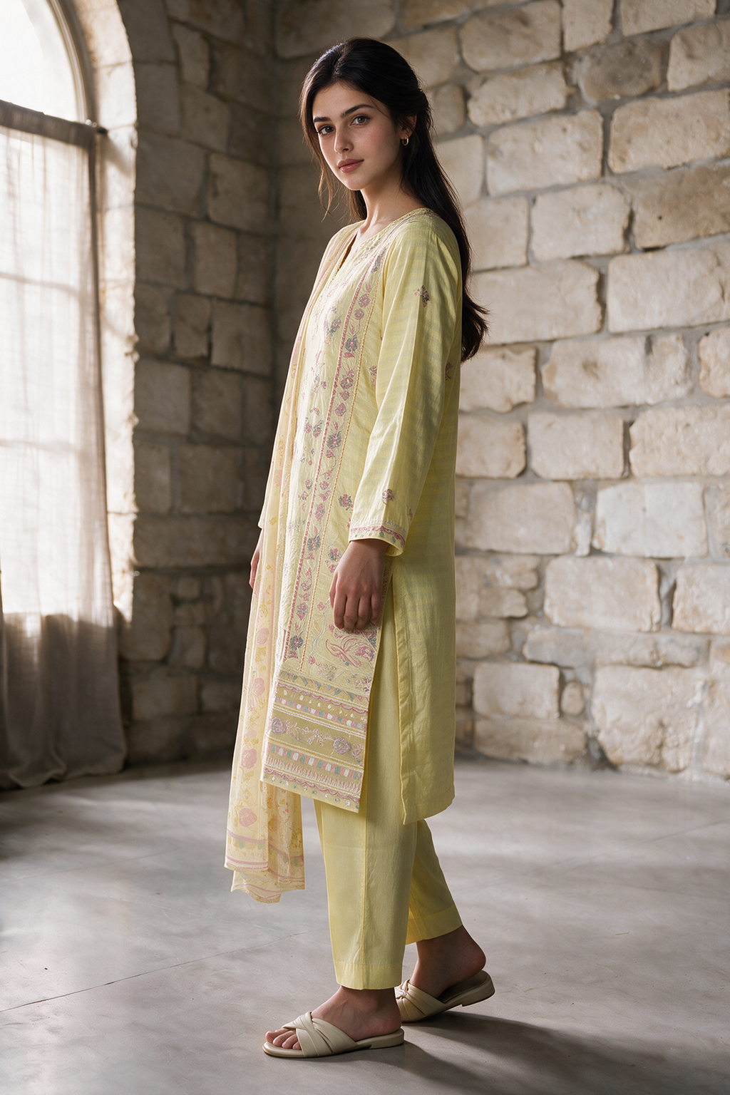 Embroidered Kurta Dupatta Trouser - 3363