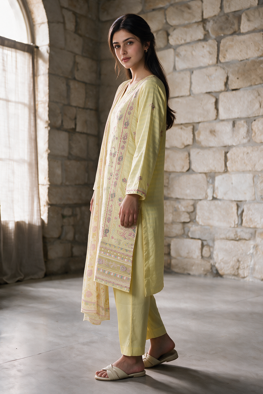 Embroidered Kurta Dupatta Trouser - 3363