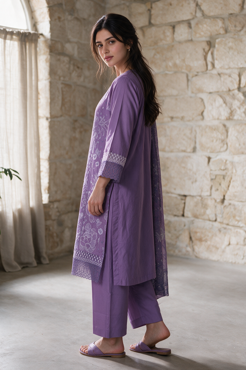 Embroidered Kurta Dupatta Trouser - 3366