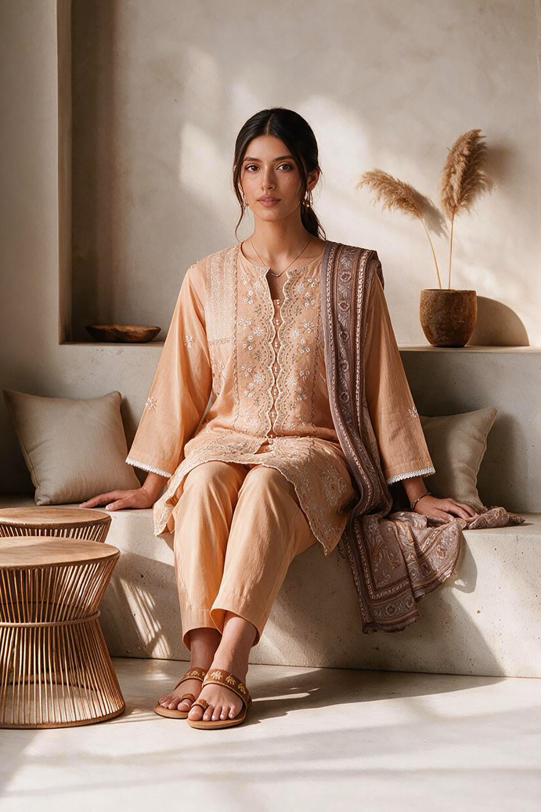 Embroidered Kurta Dupatta Trouser - 3372