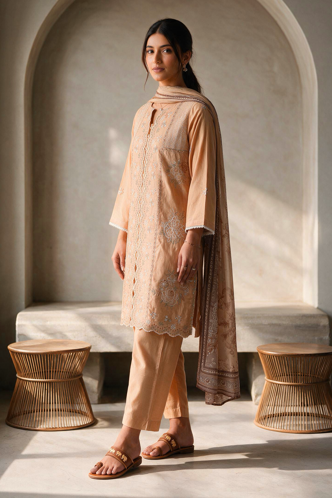 Embroidered Kurta Dupatta Trouser - 3372