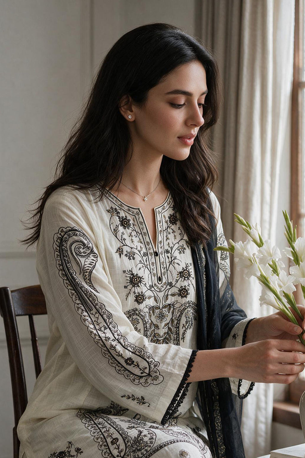 Embroidered Kurta Dupatta Trouser - 3398
