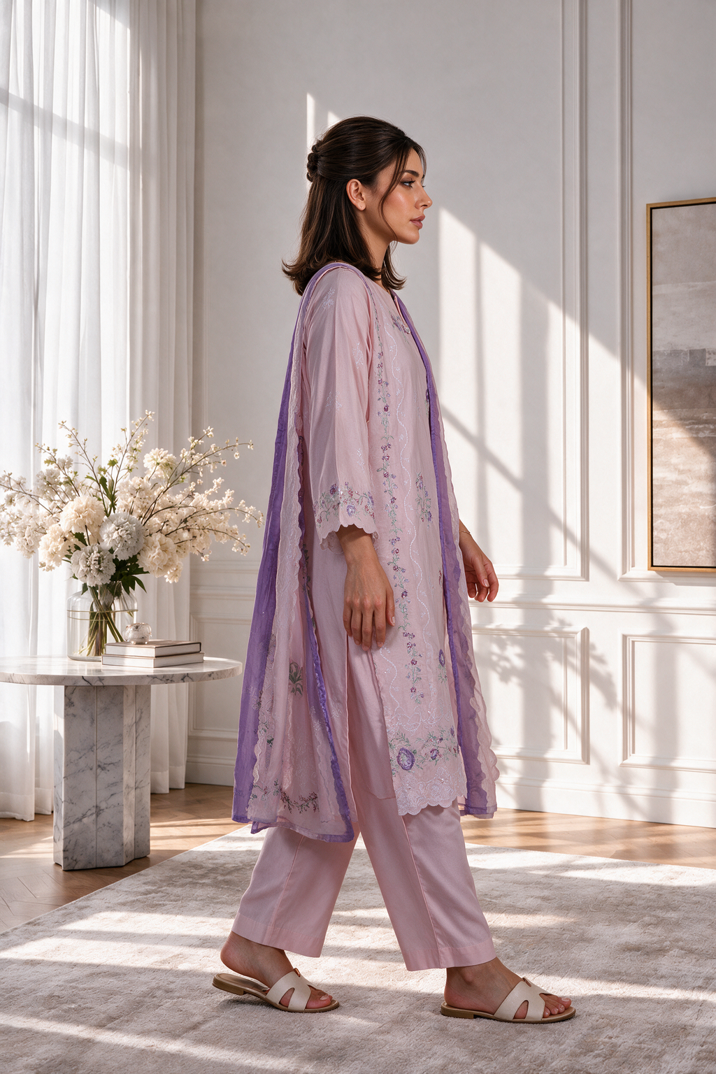 Embroidered Kurta Dupatta Trouser - 3400