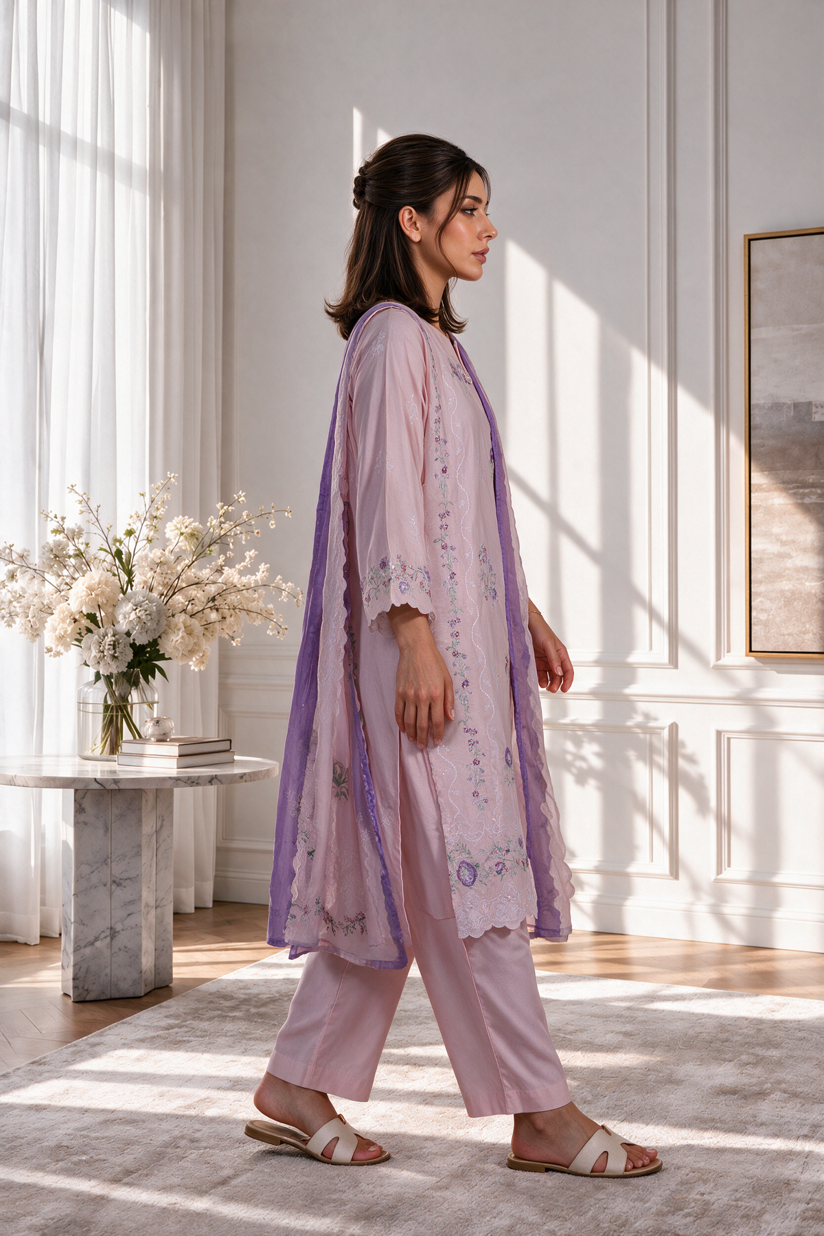 Embroidered Kurta Dupatta Trouser - 3400