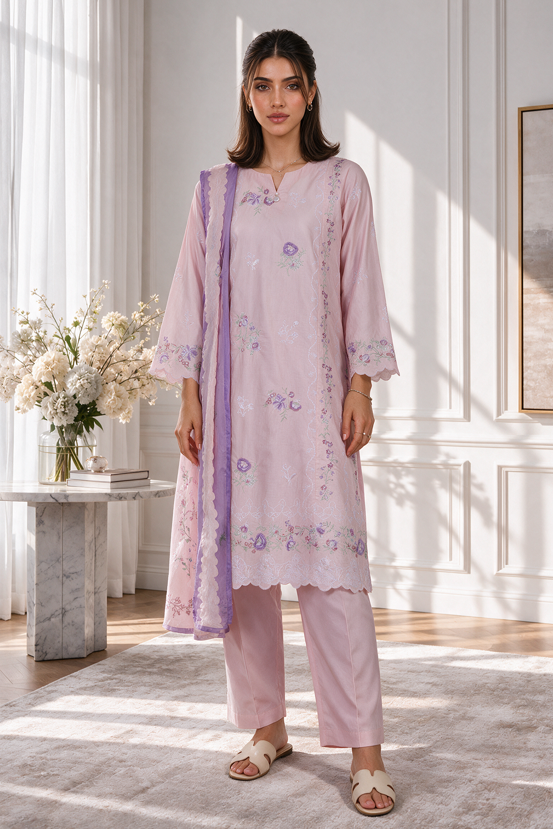Embroidered Kurta Dupatta Trouser - 3400