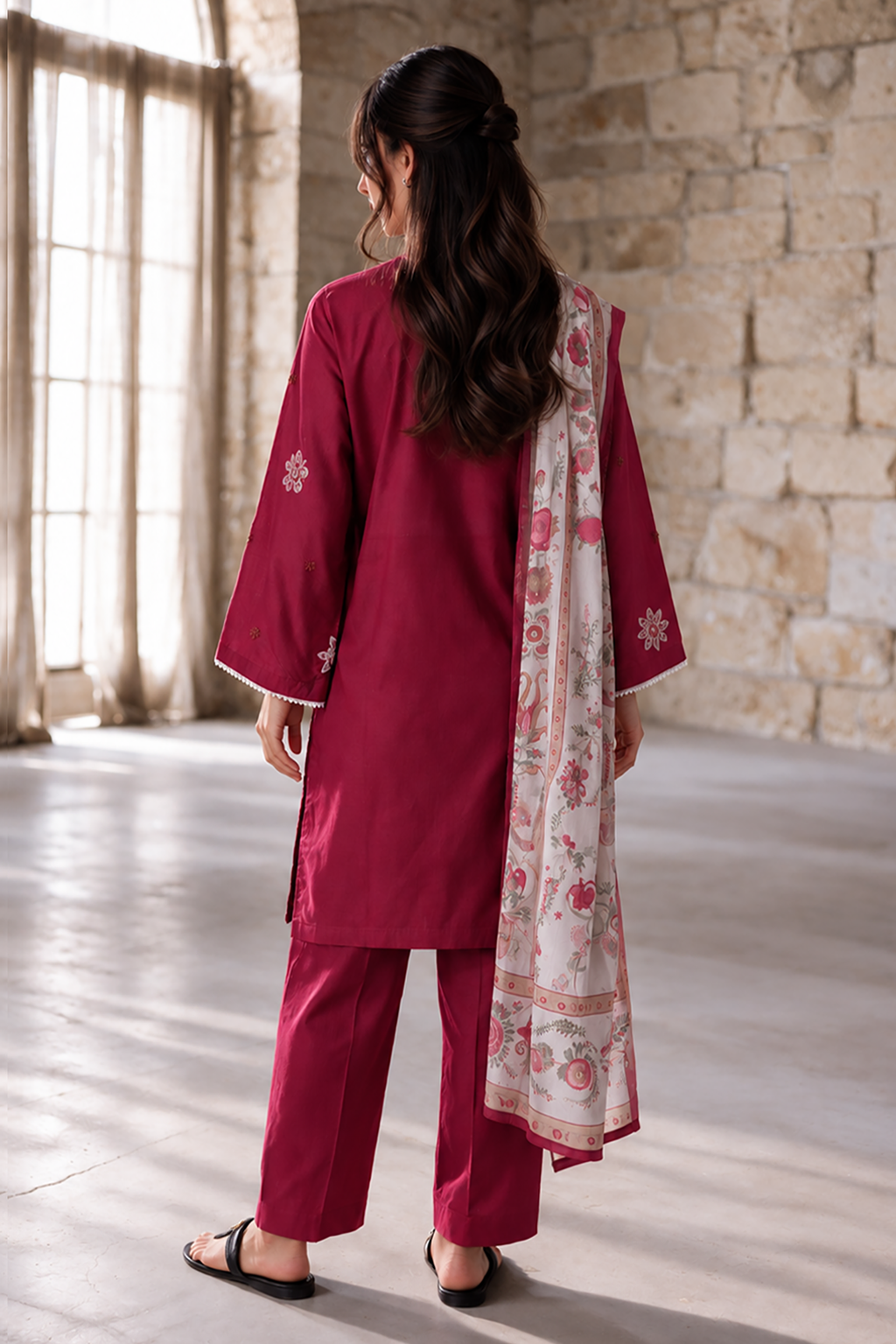 Embroidered Kurta Dupatta Trouser - 3401