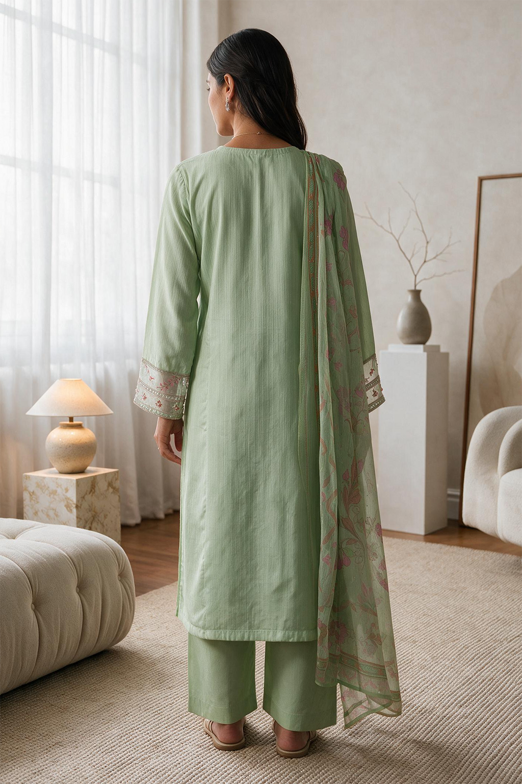Embroidered Kurta Dupatta Trouser - 3401