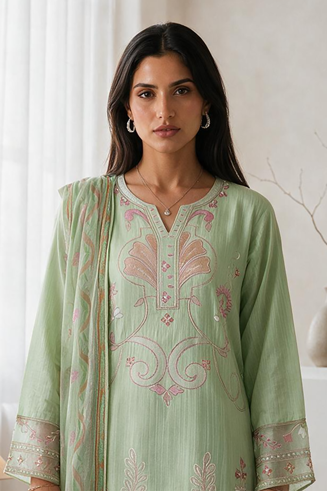 Embroidered Kurta Dupatta Trouser - 3401