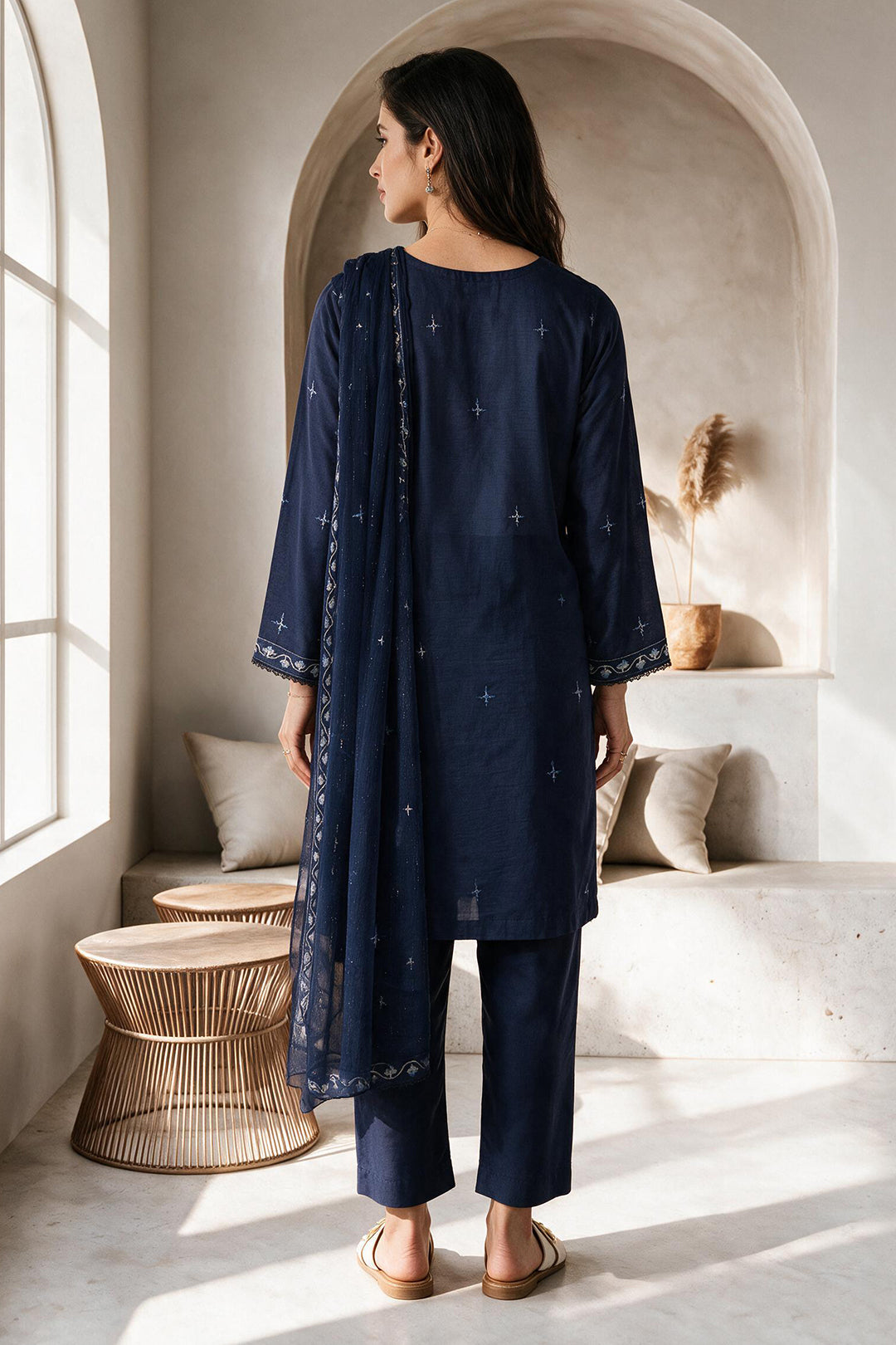 Embroidered Kurta Dupatta Trouser - 3404