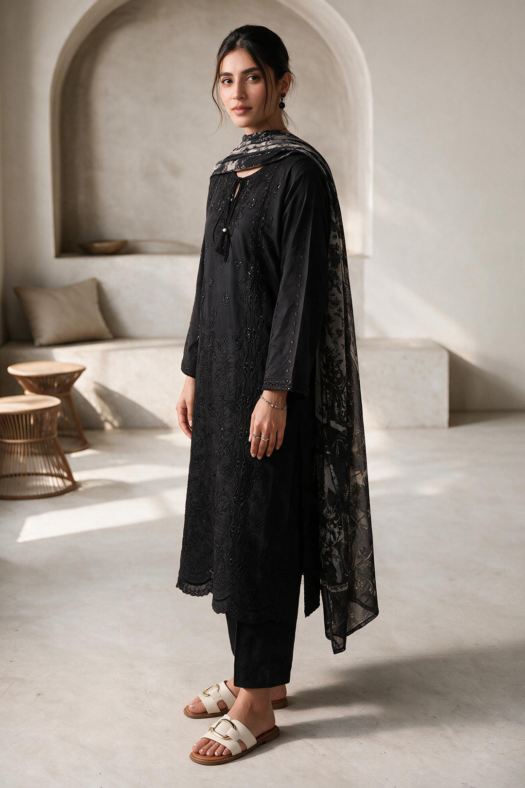 Embroidered Kurta Dupatta Trouser - 3406