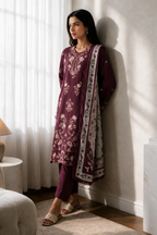 Embroidered Kurta Dupatta Trouser - 3411