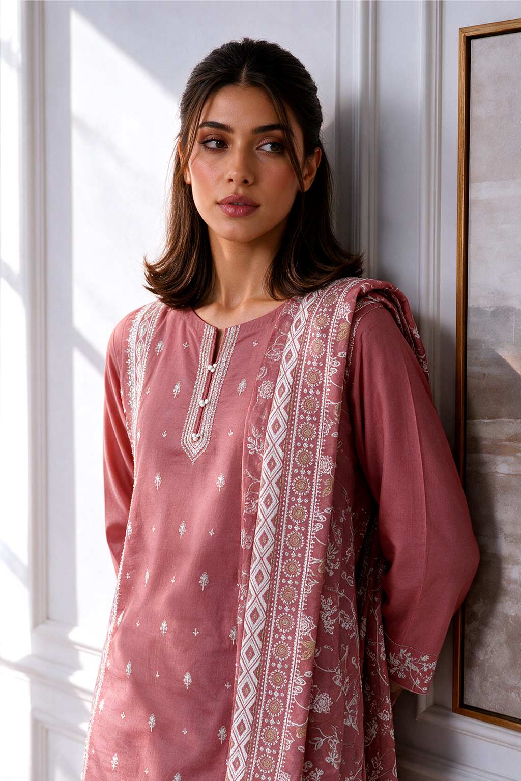 Embroidered Kurta Dupatta Trouser - 3418