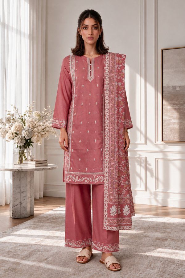Embroidered Kurta Dupatta Trouser - 3418