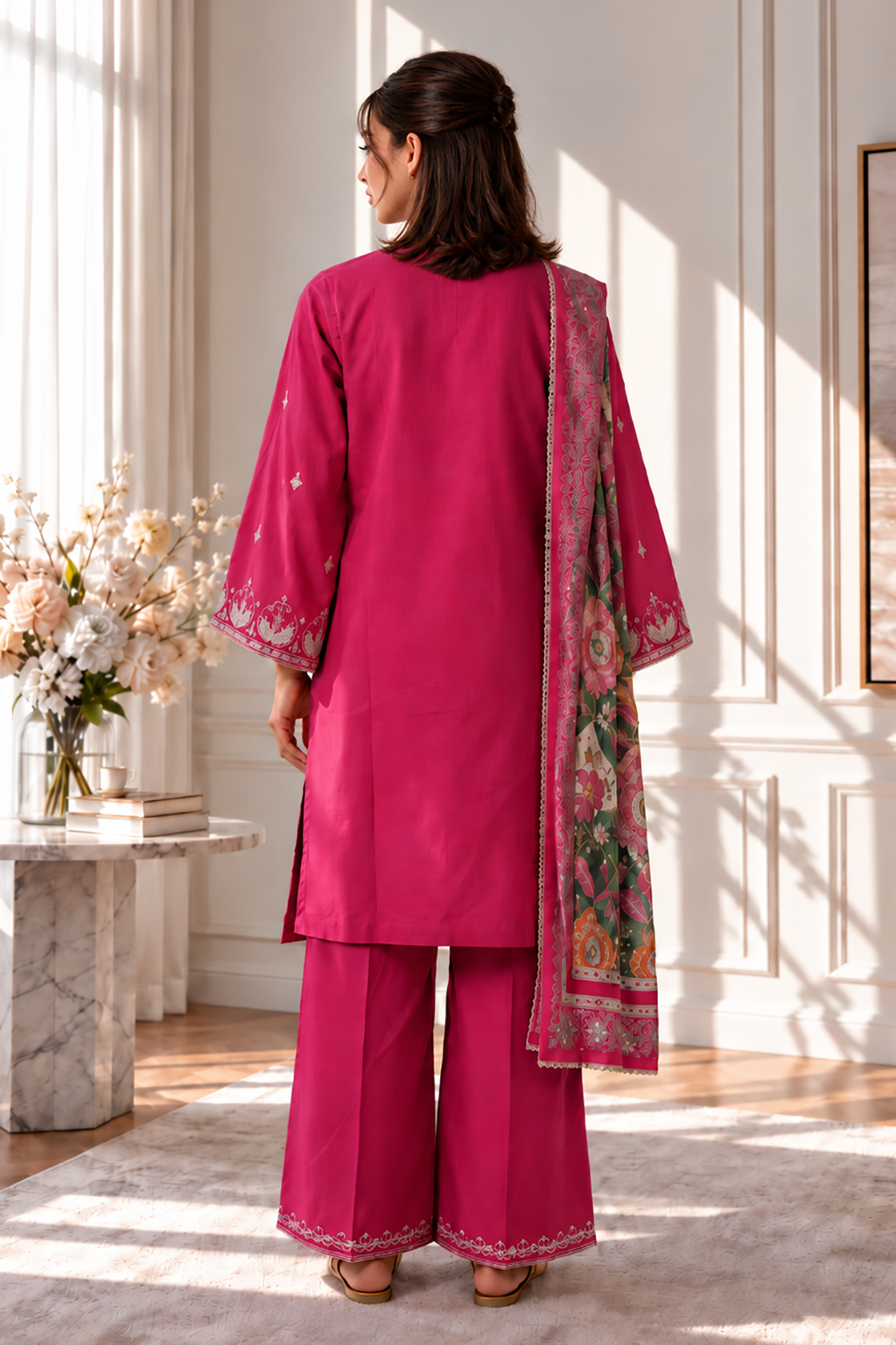 Embroidered Kurta Dupatta Trouser - 3447