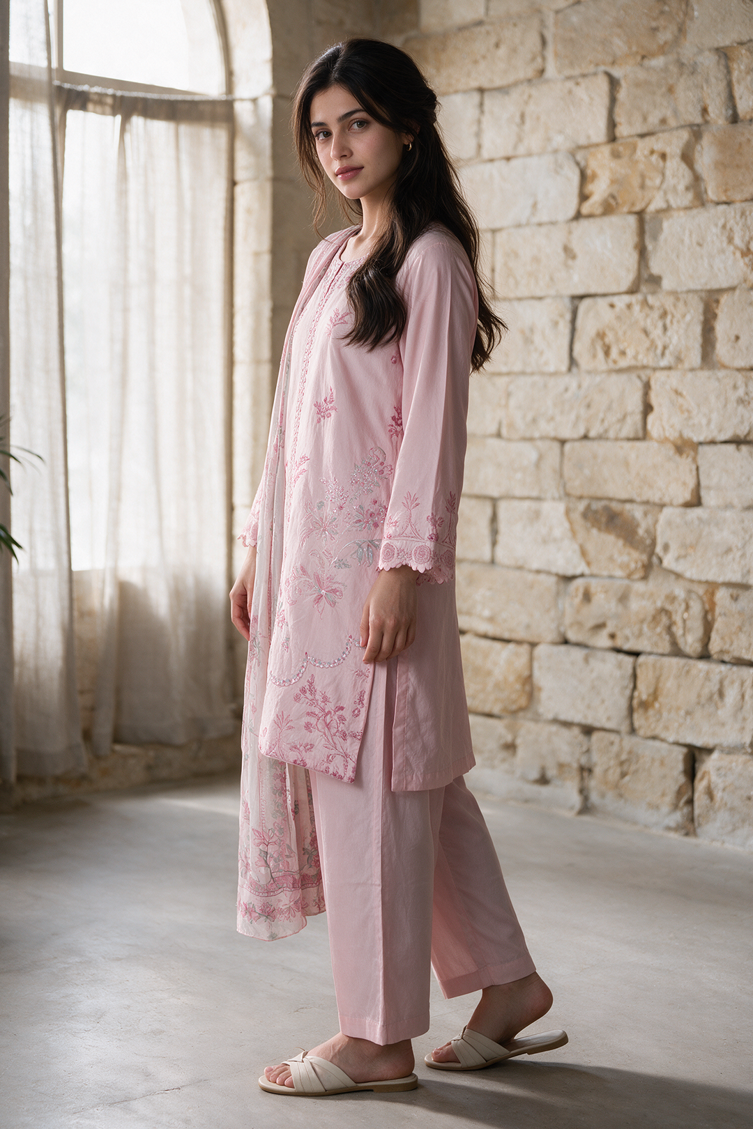 Embroidered Kurta Dupatta Trouser - 3452