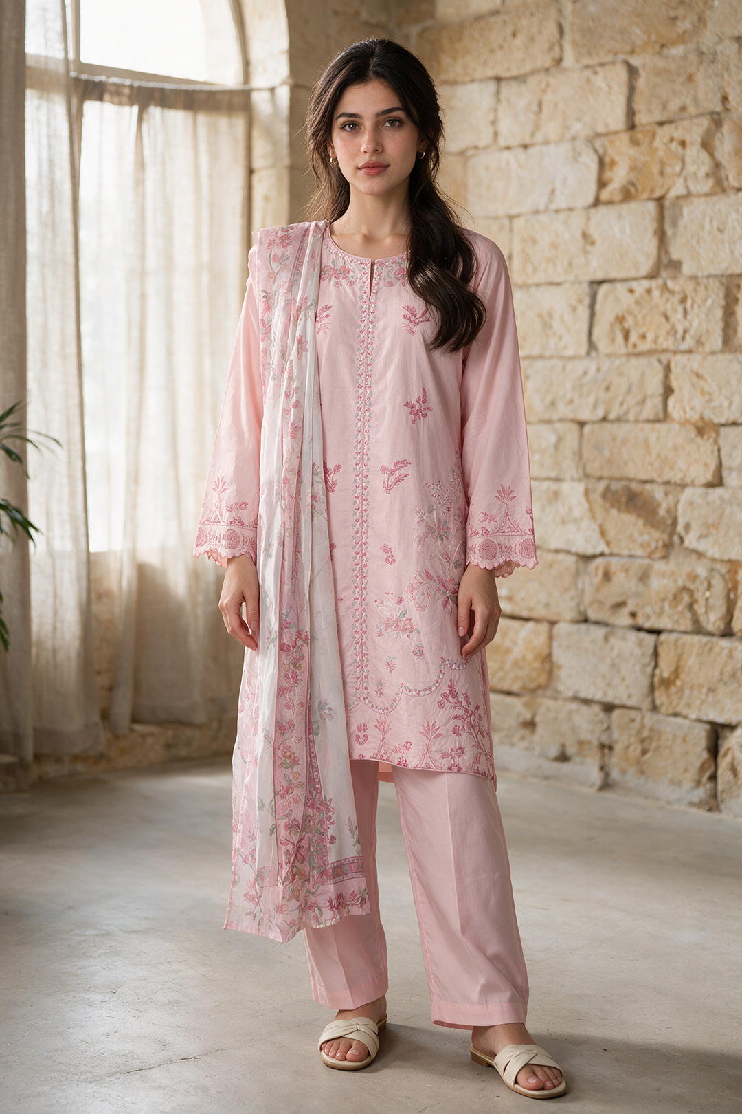 Embroidered Kurta Dupatta Trouser - 3452