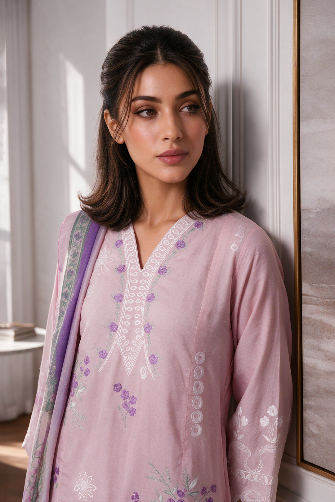 Embroidered Kurta Dupatta Trouser - 3458