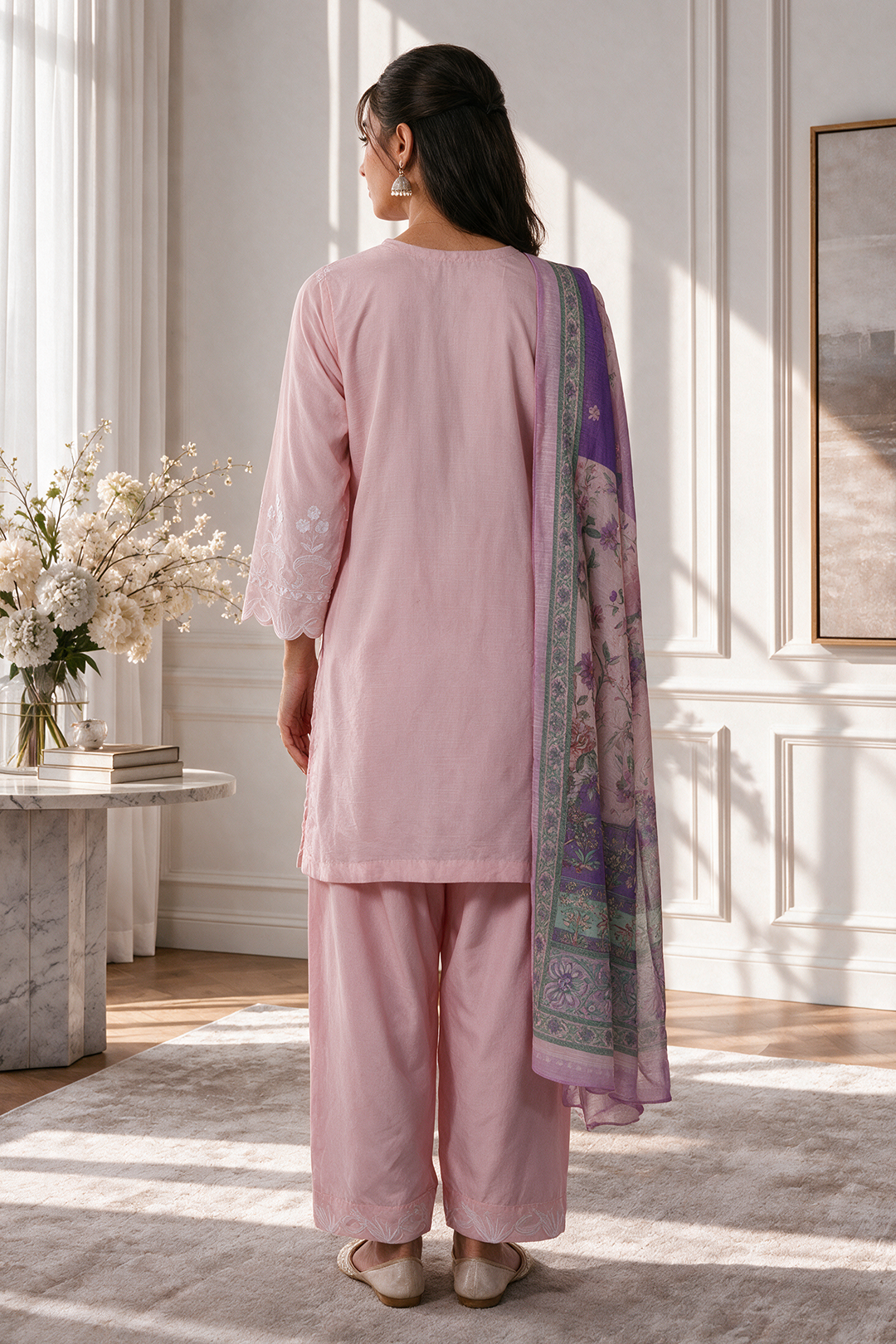 Embroidered Kurta Dupatta Trouser - 3458
