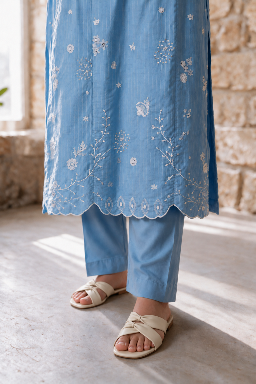 Embroidered Kurta Dupatta Trouser - 3468