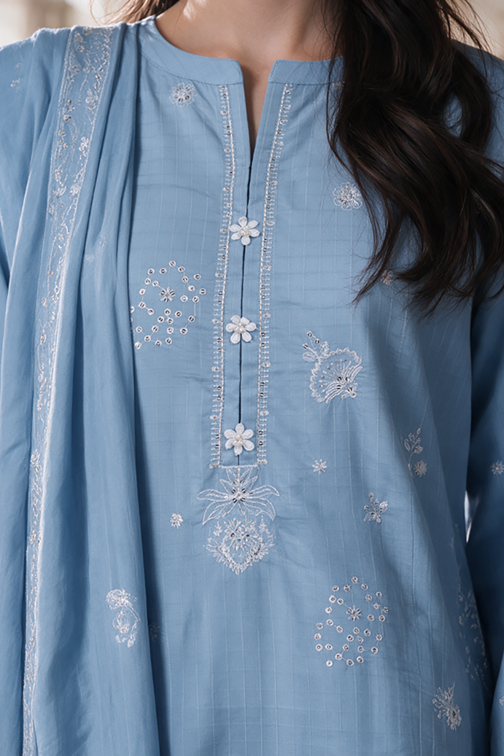 Embroidered Kurta Dupatta Trouser - 3468