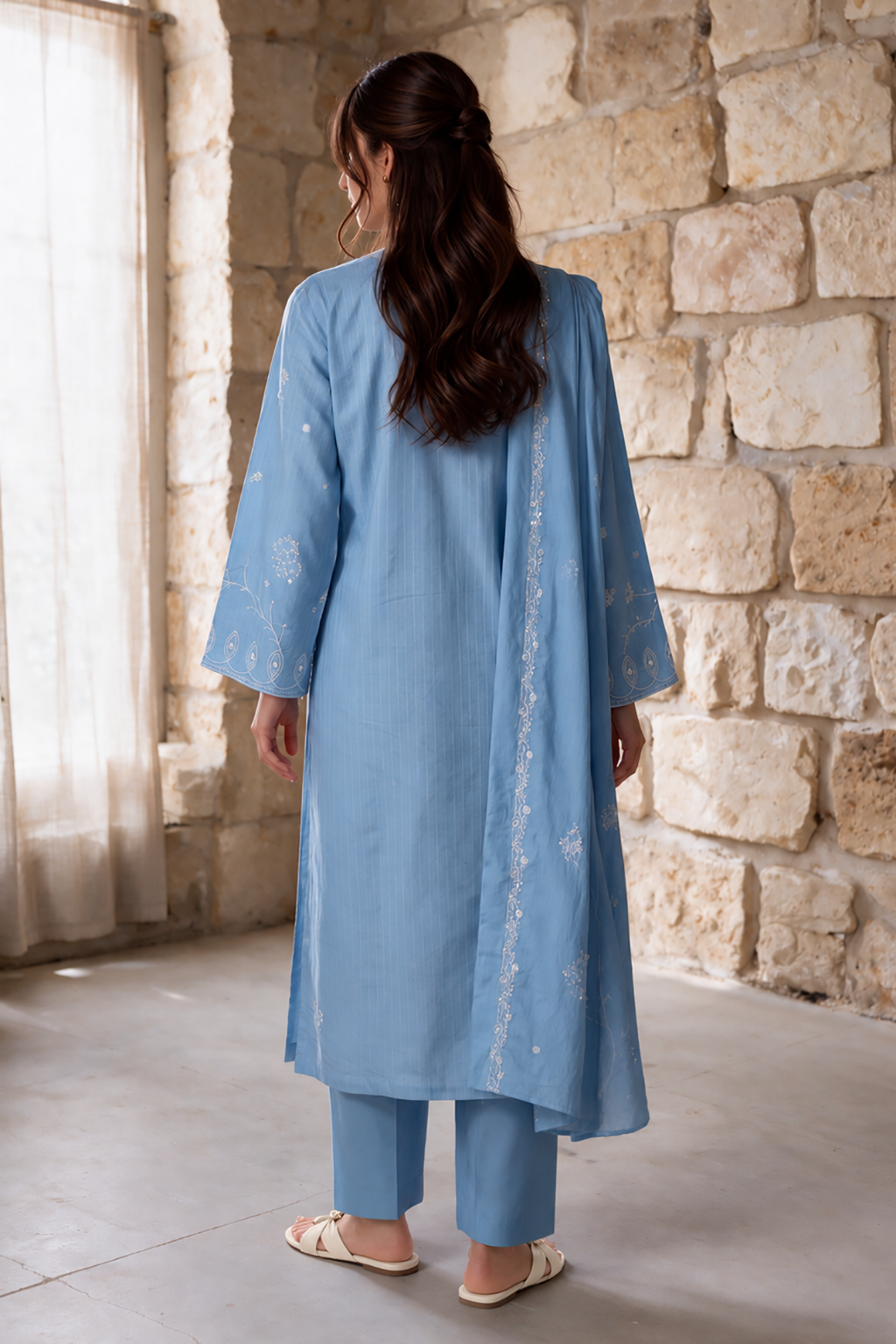 Embroidered Kurta Dupatta Trouser - 3468