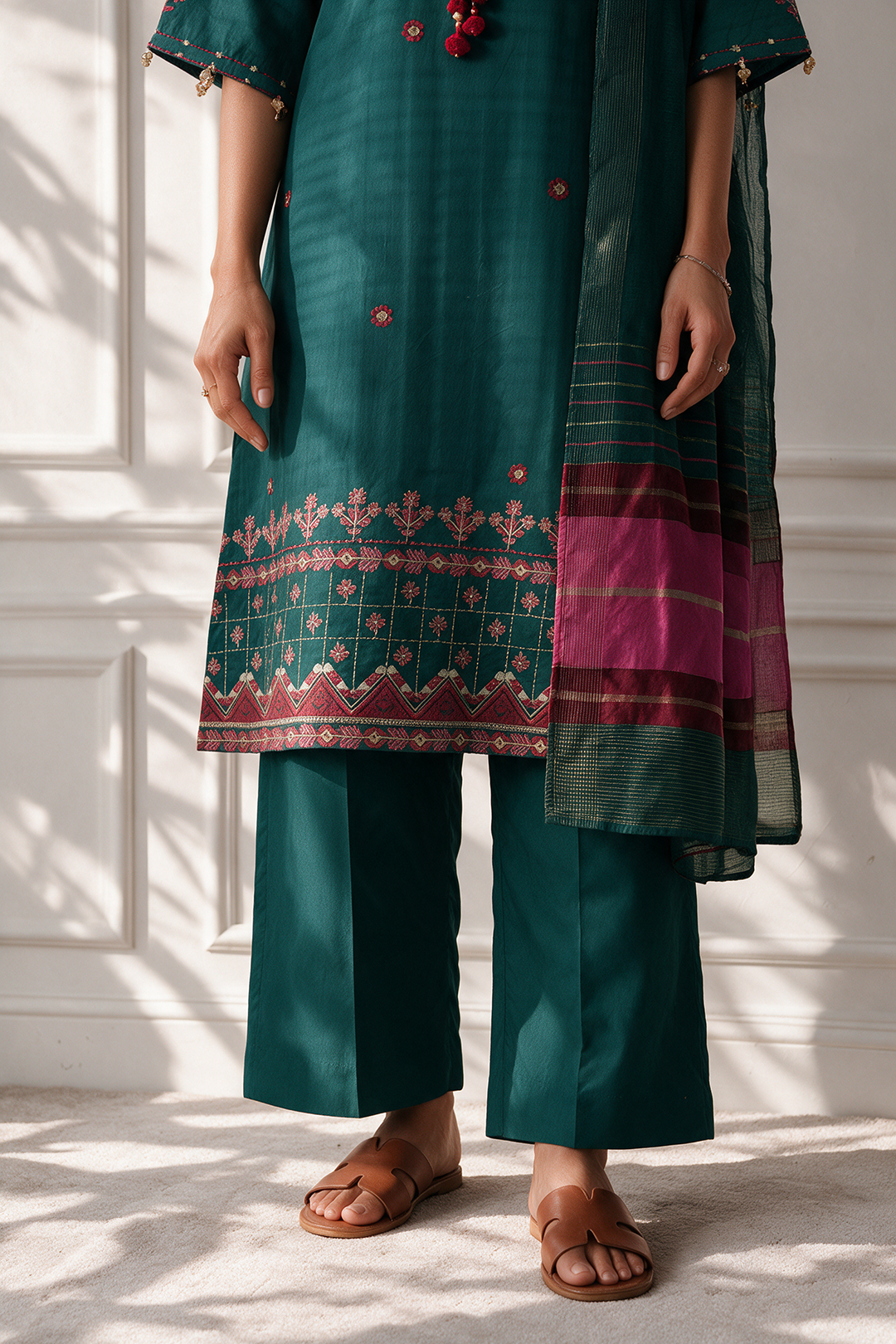 Embroidered Kurta Dupatta Trouser - 3486