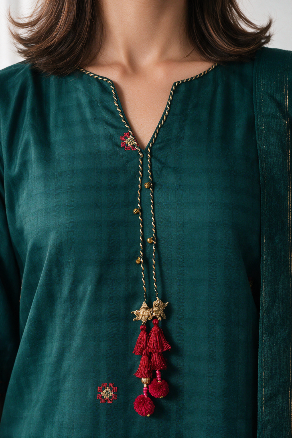 Embroidered Kurta Dupatta Trouser - 3486
