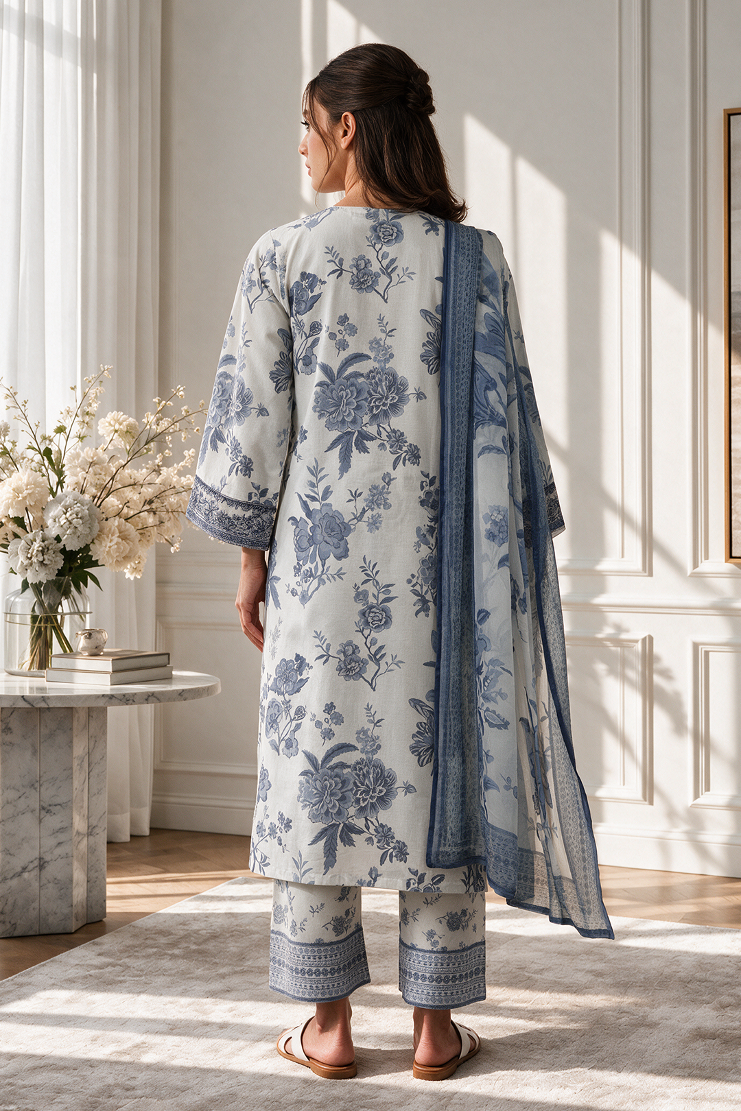 Embroidered Kurta Dupatta Trouser - 3649