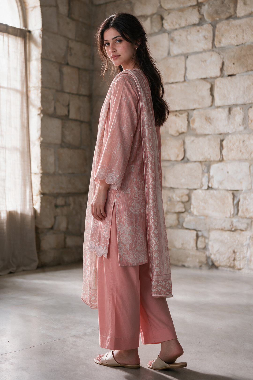 Embroidered Kurta Dupatta Trouser - 3650