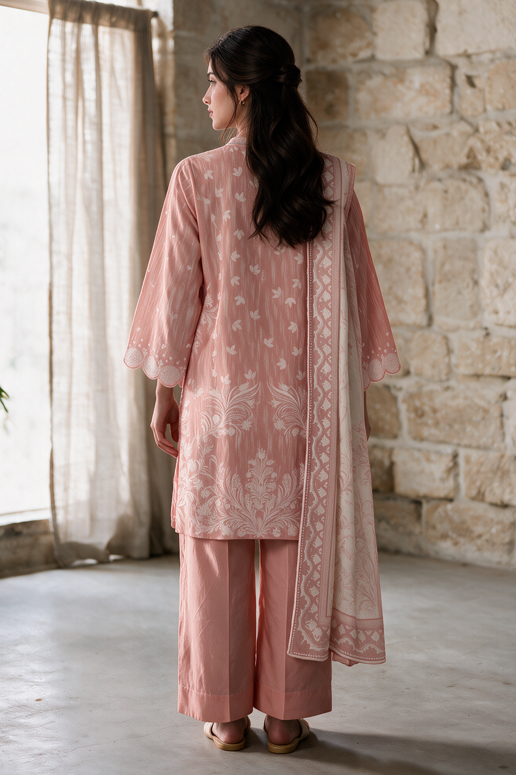 Embroidered Kurta Dupatta Trouser - 3650