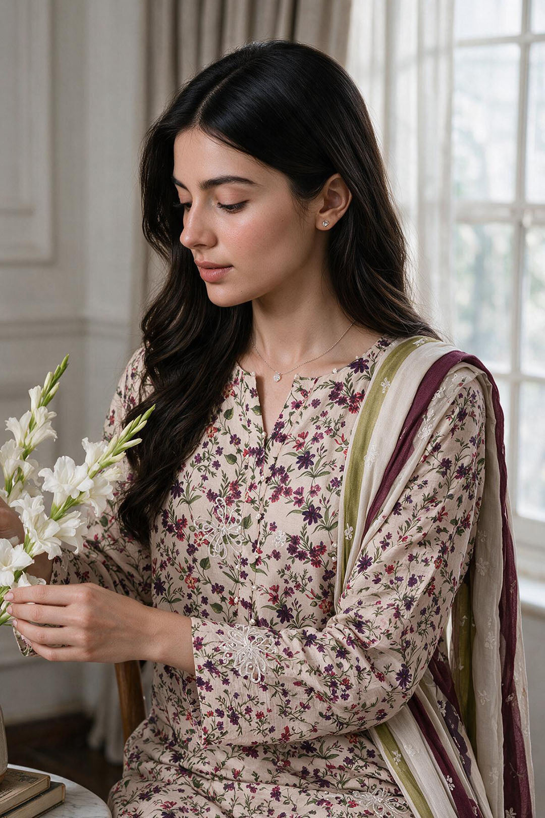 Embroidered Kurta Dupatta Trouser - 3709