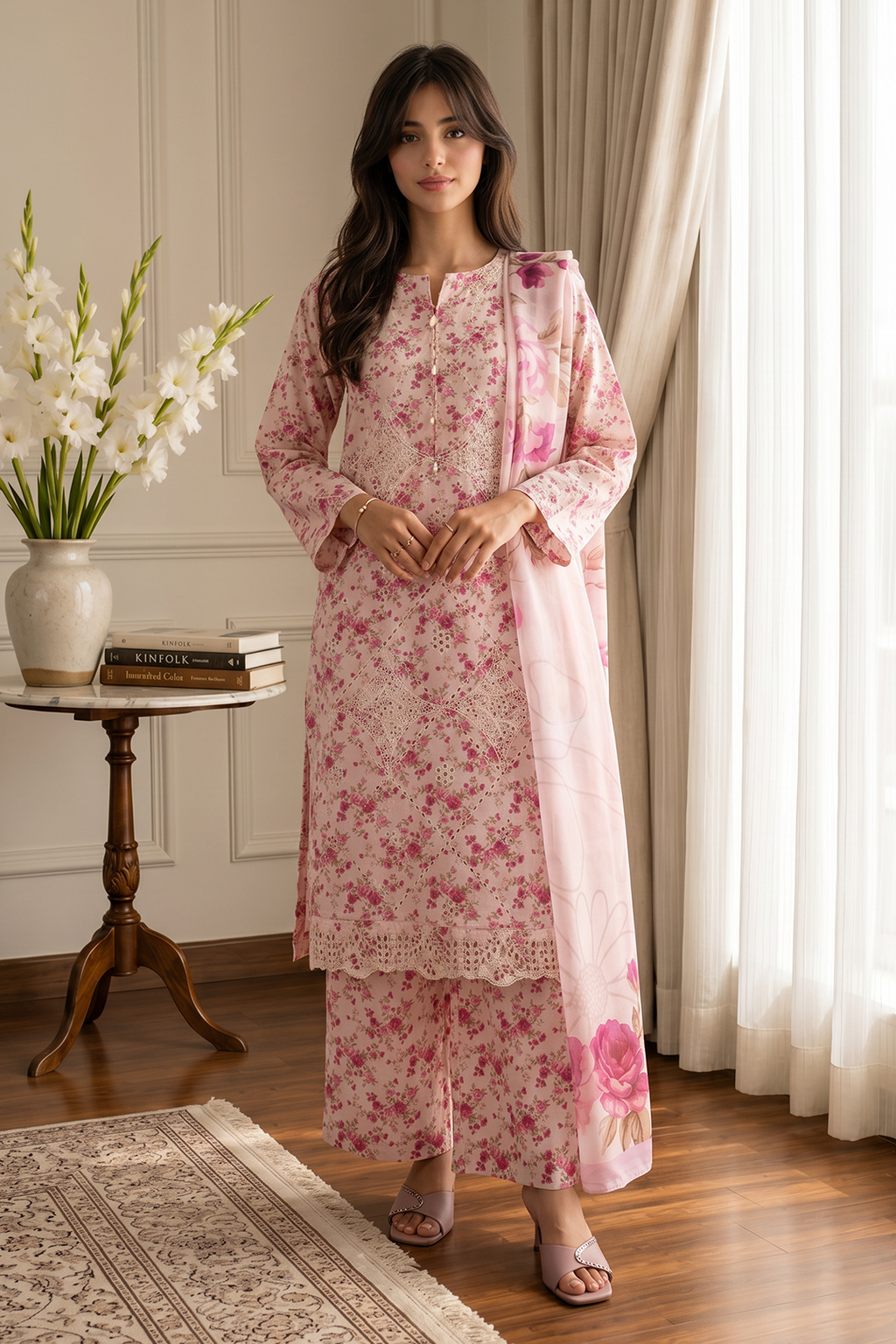 Embroidered Kurta Dupatta Trouser - 3710
