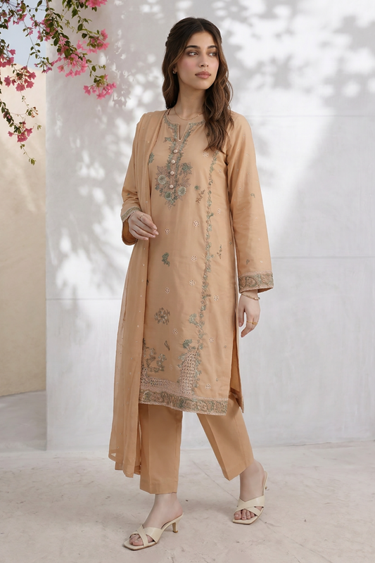Embroidered Kurta Dupatta Trouser - 3711