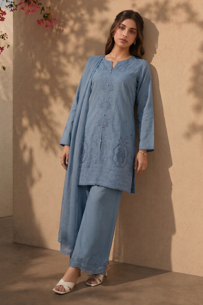 Embroidered Kurta Dupatta Trouser - 3712