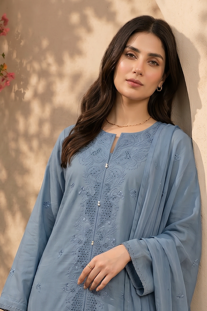 Embroidered Kurta Dupatta Trouser - 3712