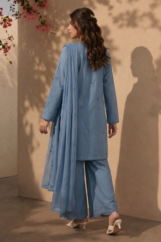 Embroidered Kurta Dupatta Trouser - 3712