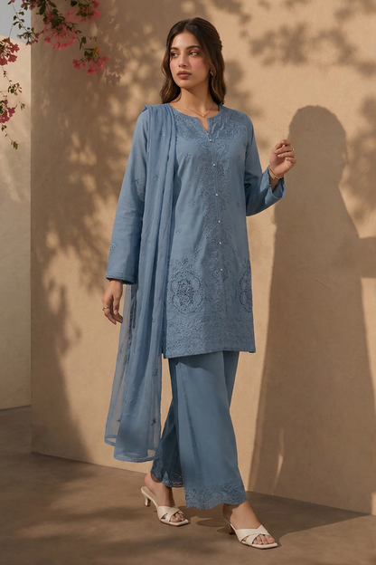 Embroidered Kurta Dupatta Trouser - 3712