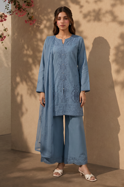 Embroidered Kurta Dupatta Trouser - 3712