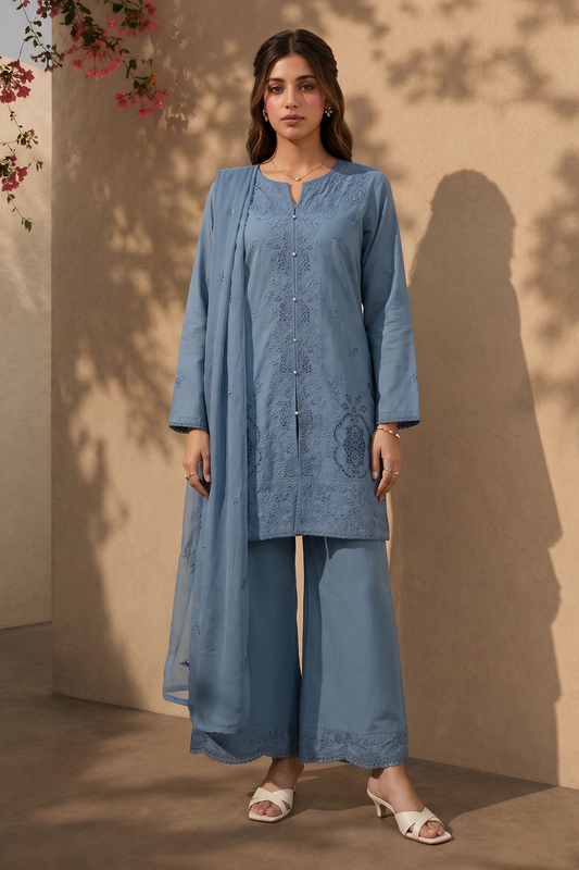 Embroidered Kurta Dupatta Trouser - 3712