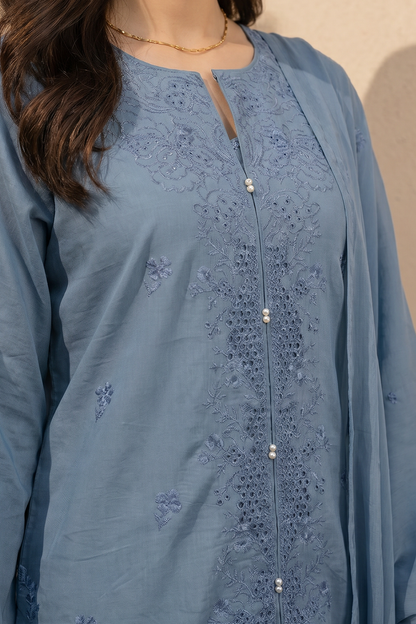 Embroidered Kurta Dupatta Trouser - 3712