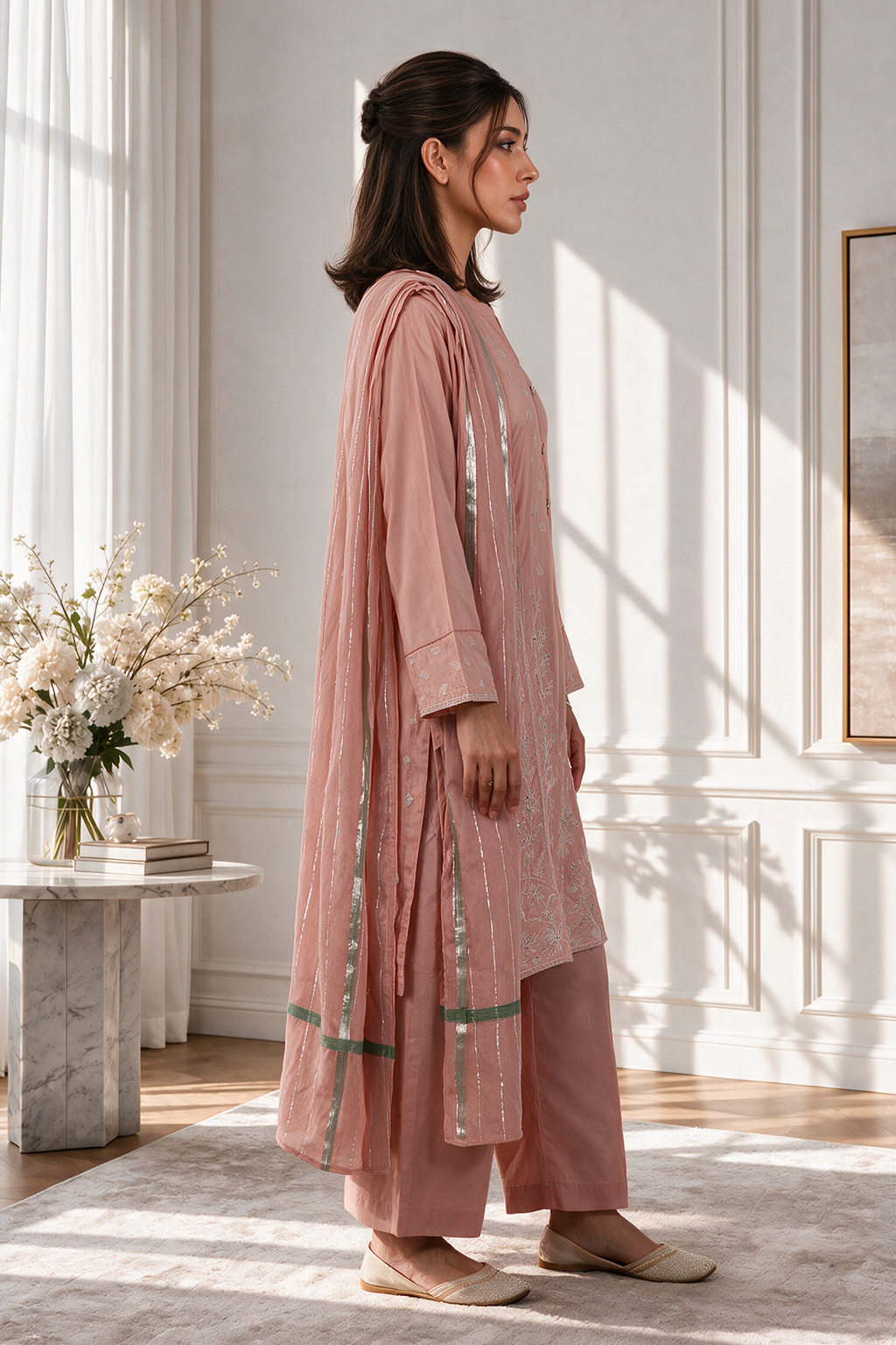 Embroidered Kurta Dupatta Trouser - 3714