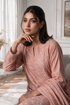 Embroidered Kurta Dupatta Trouser - 3714