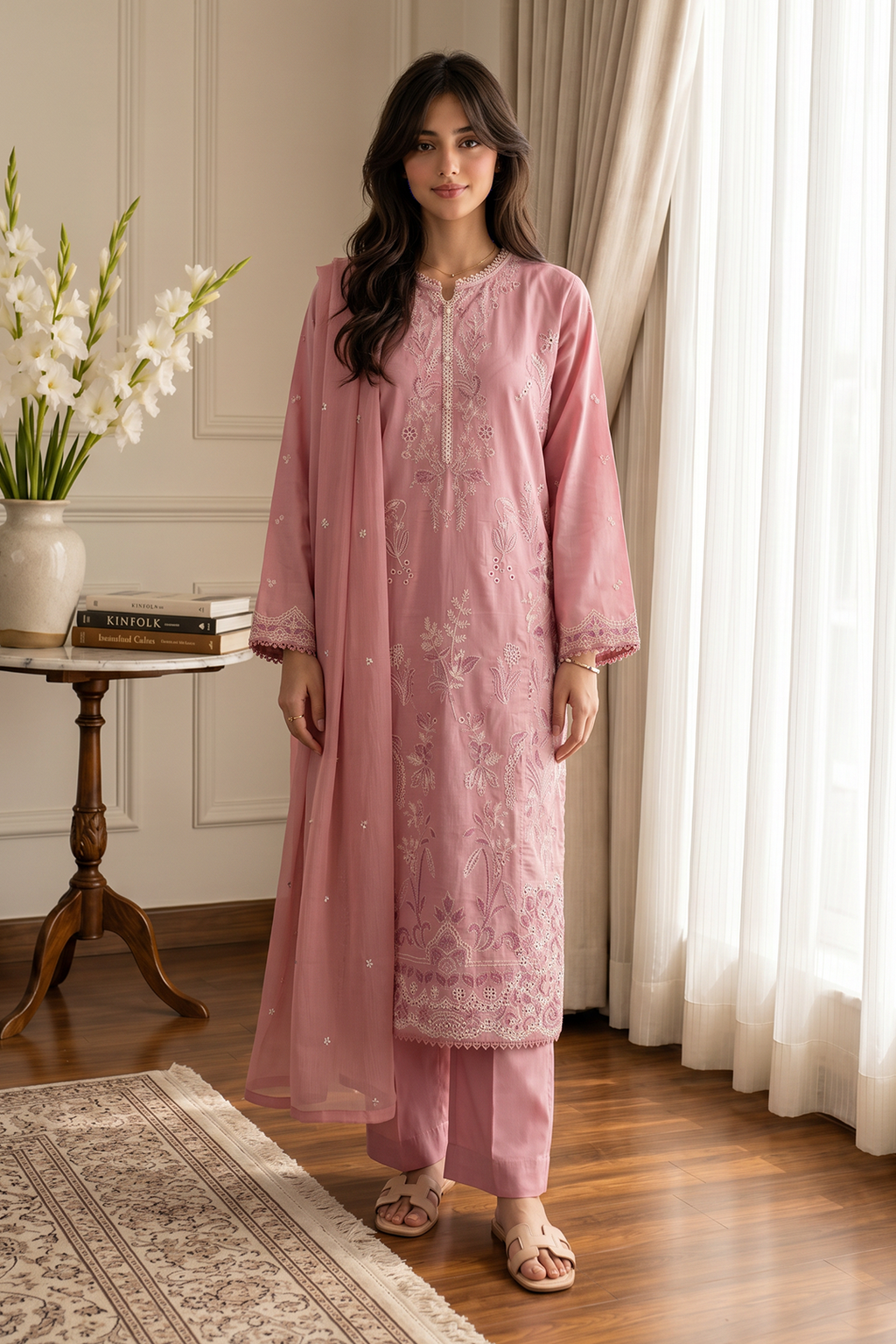 Embroidered Kurta Dupatta Trouser - 3717