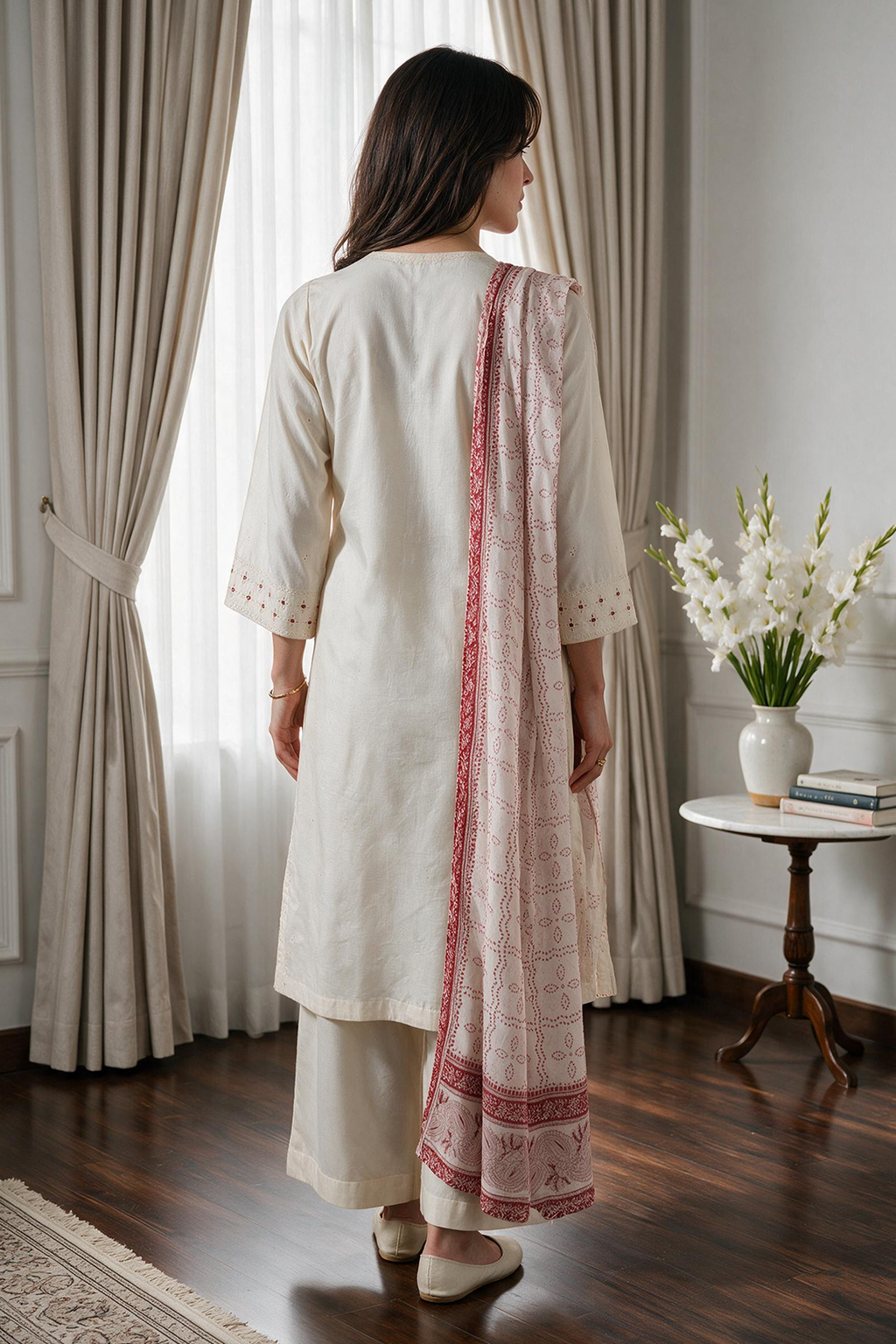 Embroidered Kurta Dupatta Trouser - 3718